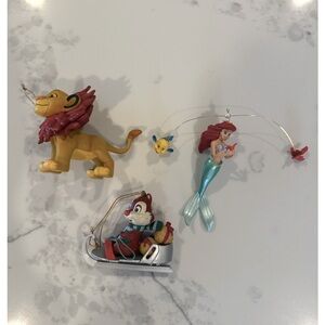 Disney ornaments- Simba ,Ariel, and Dale